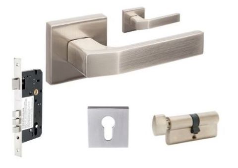 ZANDA 8100.E2 QUATTRO SQUARE ENTRANCE SET W/LOCK + FURN BN