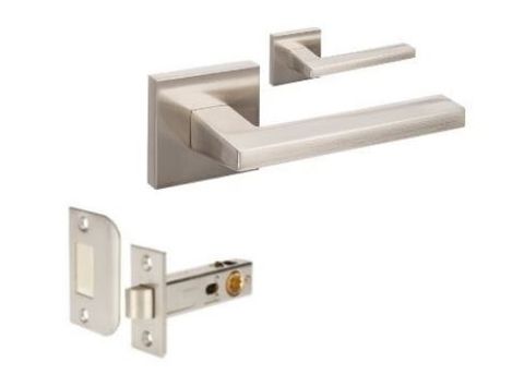 ZANDA 8128 MATRIX SQUARE ROSE PASSAGE SET W/LATCH BN