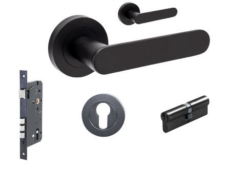 ZANDA 10094.1 DUKE ROUND ENTRANCE SET W/LOCK + FURN BLK
