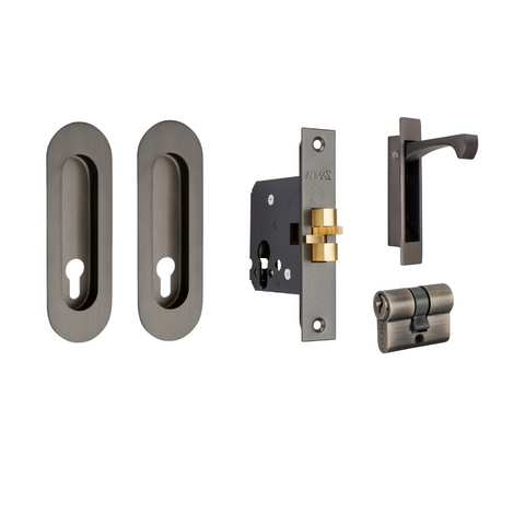 Zanda 1188.GN 1188 Sliding Lock Kit W/Lock, Flush Pulls + Dbl Cyl GN