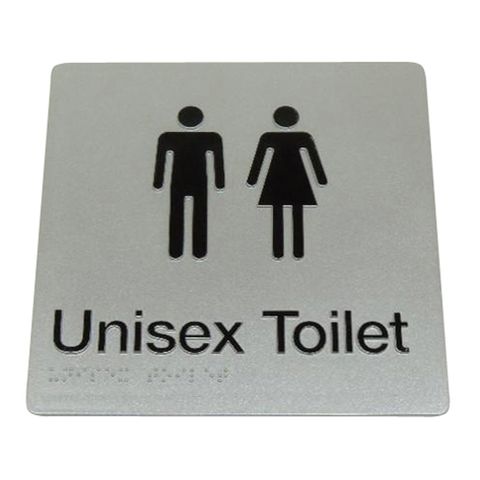 BRADLEY BRAILLE SIGN UNISEX TOILET 235X180X3MM SILVER