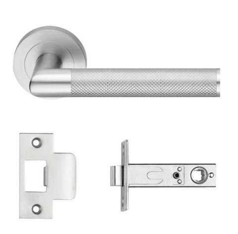 Designer Doorware Kali Kamen Lever Set On R10 Rose with Latch