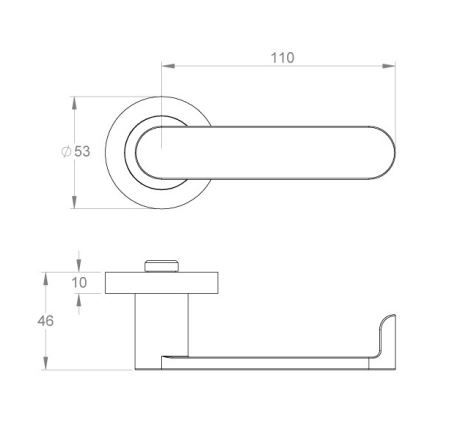 Designer Doorware Luna Lever Set On R10 Round Rose with Latch