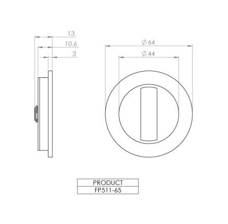 DESIGNER DOORWARE ROUND FP511-65 FLUSH PULL WITH TURN