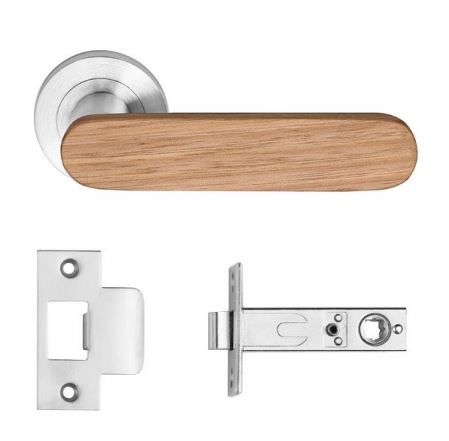 Designer Doorware Monte Timber Club Lever Set On R10 Rose with Latch