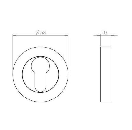 Designer Doorware E13- Euro Cylinder Escutcheon On R10 Rose
