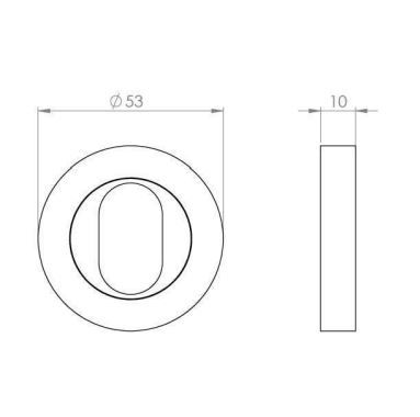 Designer Doorware E14- Oval Cylinder Escutcheon On R10 Rose