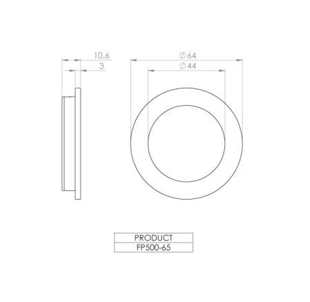 Designer Doorware FP500-65- Round Flush Pull 65mm Dia