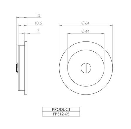 Designer Doorware FP512-65- Round Flush Pull W/Emergency Release 65mm Dia