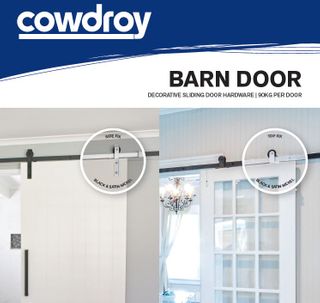 BARN DOOR PACKAGED SETS SGL DOOR UP TO 1250MM SIDE FIXED BLK