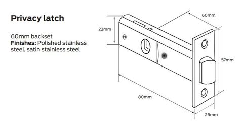 LEGGE - SCHLAGE 6000/7000/8000/9000 SERIES TUBULAR PRIVACY LATCH