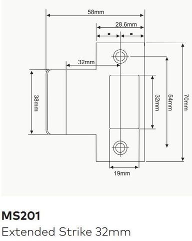 DORMAKABA MS201 MS SERIES EXTENDED STRIKE 32MM SSS