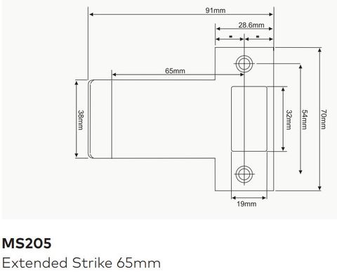 DORMAKABA MS205 MS SERIES EXTENDED STRIKE 65MM SSS