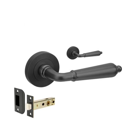 Zanda 10071.BLK 10071 Oxford Round Rose Passage Set With Latch BLK