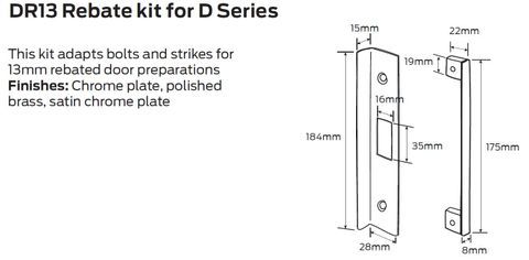 LEGGE DR-13 REBATE KIT SUIT L9DS DEADBOLT MORTICE LOCK - SCP