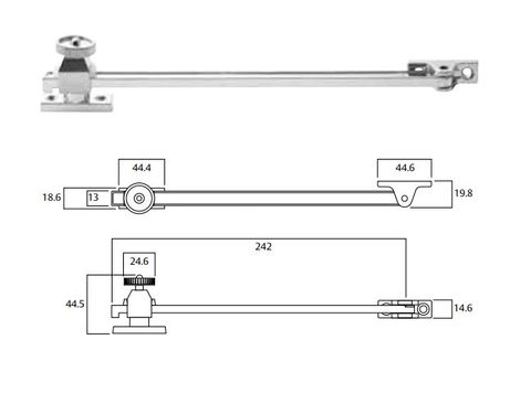 LOCKWOOD TELESCOPIC STAY CASEMENT WINDOW BRASS CP DP