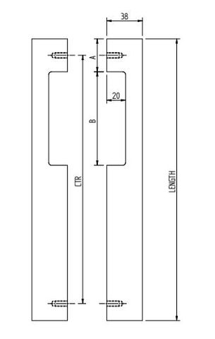 BARBEN BAH-238 38X12MM BACK TO BACK GLASS ENTRY HANDLE SET