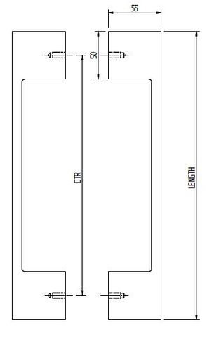 BARBEN BAH-240 25X10MM BACK TO BACK GLASS ENTRY HANDLE SET