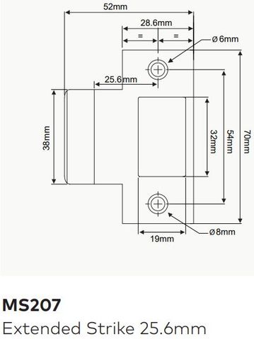 DORMAKABA MS207  MS SERIES EXTENDED STRIKE 25.6MM SSS