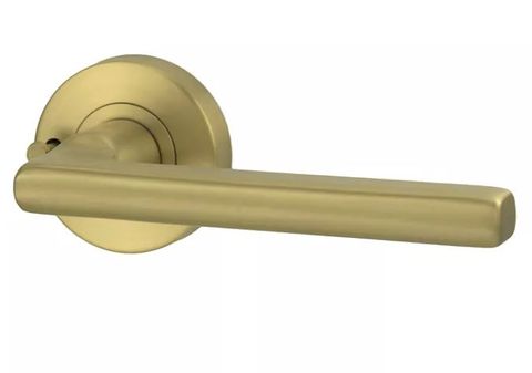 VIVID LEVER V4 PRIVACY SET WITH LATCH SATIN BRASS PVD