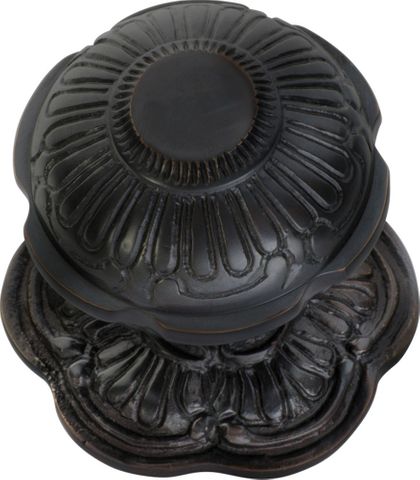 Tradco TRA1304 Centre Door Knob Ornate Antique Copper Backplate