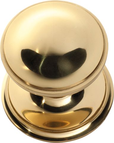 TRADCO CENTRE DOOR KNOB CLASSIC RND POLISHED BRASS BACKPLATE