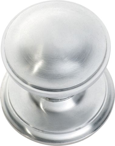 TRADCO CENTRE DOOR KNOB CLASSIC RND SATIN CHROME BACKPLATE
