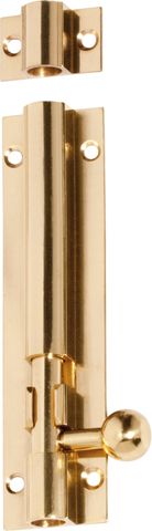 TRADCO BARREL BOLT POLISHED BRASS L100XW25MM BOLT 7.5MM