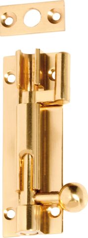 TRADCO BARREL BOLT OFFSET POLISHED BRASS L75XW25MM