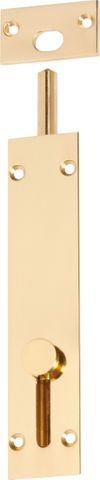 TRADCO BARREL BOLT REVERSE POLISHED BRASS L150XW32MM