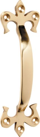 TRADCO CABINET PULL HANDLE FLEUR-DE-LIS POLISHED BRASS