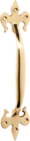 TRADCO CABINET PULL HANDLE FLEUR-DE-LIS POLISHED BRASS