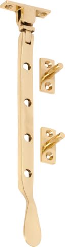 TRADCO CASEMENT STAY BASE FIX SMALL POLISHED BRASS L200MM