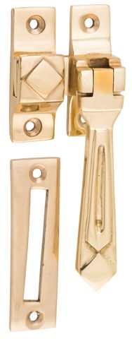 TRADCO CASEMENT FASTENER DECO POLISHED BRASS DROP 85MM