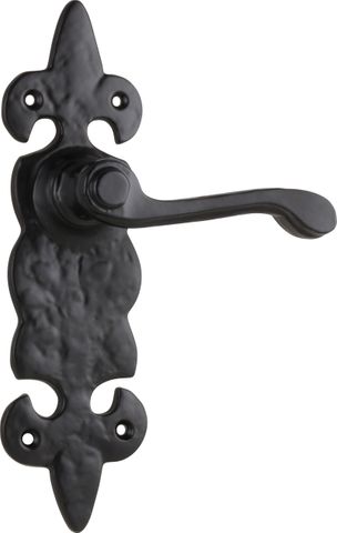 TRADCO DOOR LEVER STRATFORD IRON LATCH PAIR MATT BLACK