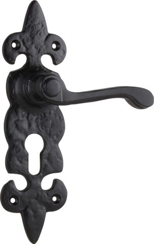 TRADCO DOOR LEVER STRATFORD IRON EURO PAIR MATT BLACK