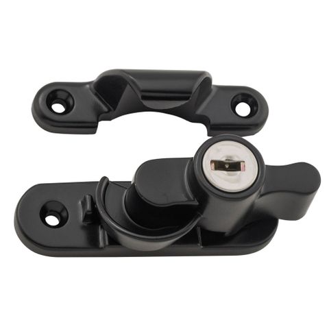 Tradco TRA1837 Sash Fastener Locking Zinc Alloy Matt Black L64xw20mm