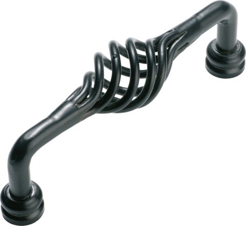 TRADCO CABINET PULL HANDLE IRON WIRE TWIST D PULL MATT BLACK