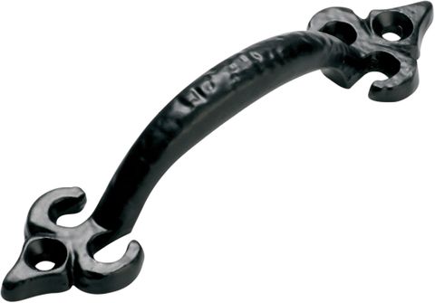 TRADCO CABINET PULL HANDLE IRON FLEUR-DE-LIS MATT BLACK