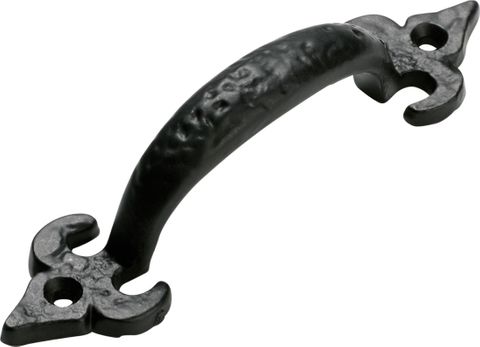 TRADCO CABINET PULL HANDLE IRON FLEUR-DE-LIS MATT BLACK