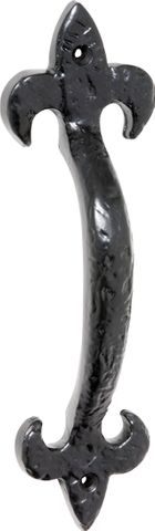 TRADCO CABINET PULL HANDLE IRON FLEUR-DE-LIS MATT BLACK
