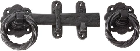 TRADCO GATE LATCH SET IRON MATT BLACK H80XL200XD70MM BP60MM