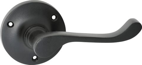 TRADCO DOOR LEVER VICTORIAN ROUND ROSE PAIR MATT BLACK
