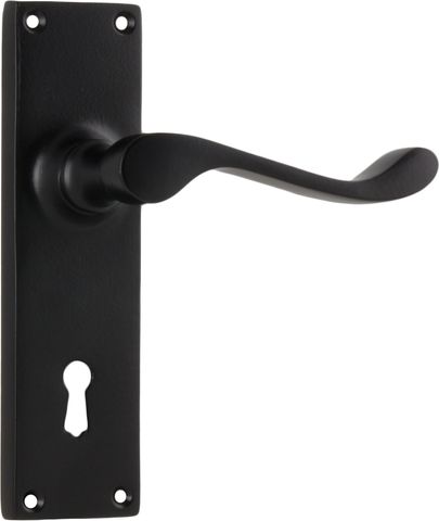 TRADCO DOOR LEVER VICTORIAN LOCK PAIR MATT BLACK