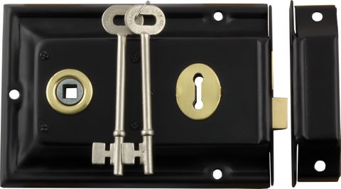 TRADCO RIM LOCK BRASS TRIM MATT BLACK