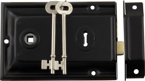 TRADCO RIM LOCK BLACK TRIM MATT BLACK BACKSET 112MM