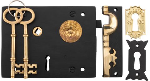 Tradco TRA2017 Rim Lock Carpenters Left Hand Unlacquered Brass MB