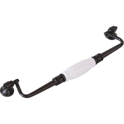 Tradco TRA21030 Cabinet Pull Handle White Porcelain Drop Pull Ab
