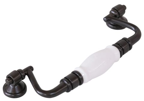 TRADCO CABINET PULL HANDLE WHITE PORCELAIN DROP PULL AB