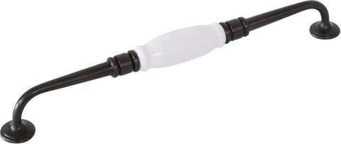 TRADCO CABINET PULL HANDLE WHITE PORCELAIN ANTIQUE BRASS